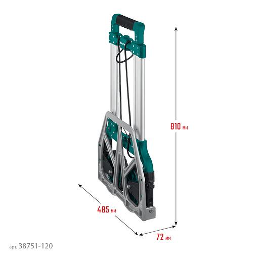 KRAFTOOL ATLANT, до 120кг, каркас и платформа из алюминия, платформа 48.5х35см, колеса d18см, вес 6.9кг, складная хозяйственная тележка (38751-120) фото 7