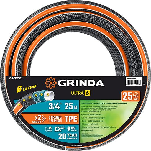 GRINDA ULTRA 6, 3/4″, 25 м, 25 атм, шестислойный, двойное армирование, поливочный шланг, PROLine (429009-3/4-25) фото 7