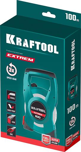 KRAFTOOL EXTREM, 100 м, геодезическая стальная мерная лента фото 9