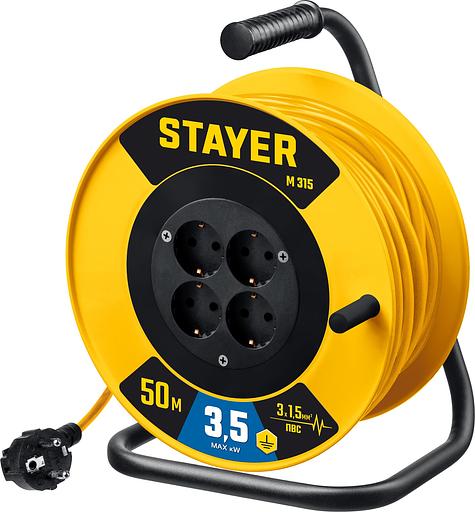 STAYER M-315, ПВС, 3 х 1.5 мм2, 50 м, 3500 Вт, силовой удлинитель на катушке (55078-50) фото 1