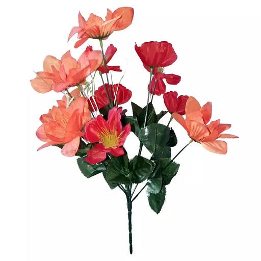 Цветочная композиция нарциссов с маками 12 голов (2 вида 6+6) 38см 080-301+327 фото 4