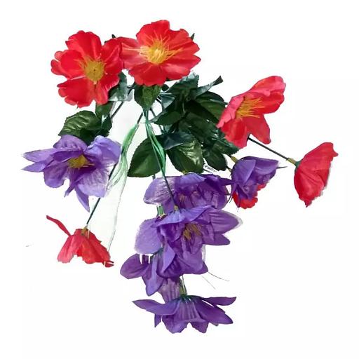 Цветочная композиция нарциссов с маками 12 голов (2 вида 6+6) 38см 080-301+327 фото 5