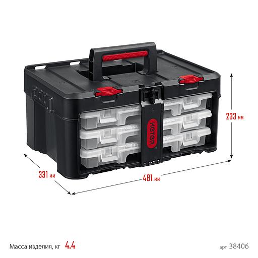 KETER STACKNROLL, 481 х 332 х 233 мм, (19″), пластиковый ящик с 3 органайзерами и 18 ячейками (38406) фото 8
