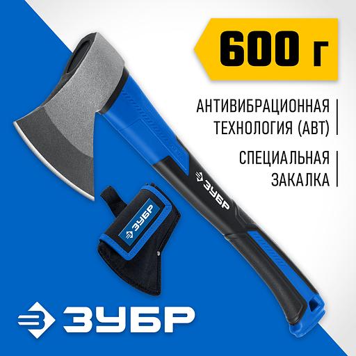ЗУБР Фибергласс Плюс, 600/900 г, с чехлом, 380 мм, кованый топор, Профессионал (2061-06D) фото 2