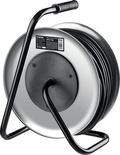 STAYER PRO-325, КГ, 3 х 2.5 мм2, 30 м, 4000 Вт, IP44, силовой удлинитель на стальной катушке (55076-30) фото 2