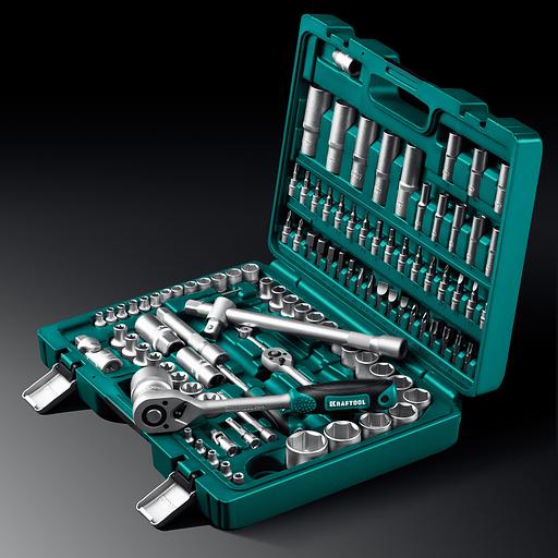 KRAFTOOL X-Drive 108, 108 предм., (1/2″+3/8″+1/4″), универсальный набор инструмента (27888-H108) фото 5