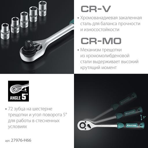 KRAFTOOL EXTREM-66, 66 предм., (1/2″+1/4″), универсальный набор инструмента (27976-H66) фото 4