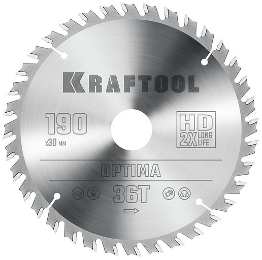 KRAFTOOL Optima, 190 х 30 мм, 36Т, пильный диск по дереву (36951-190-30) фото 1