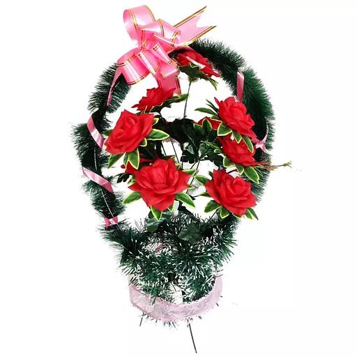 Корзина ритуал. Аллетия розы с бантом г477-н258 65см фото 1