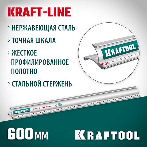 KRAFTOOL KRAFT-LINE, 0.6 м, усиленная алюминиевая линейка со стальной направляющей (34275-60) фото 2