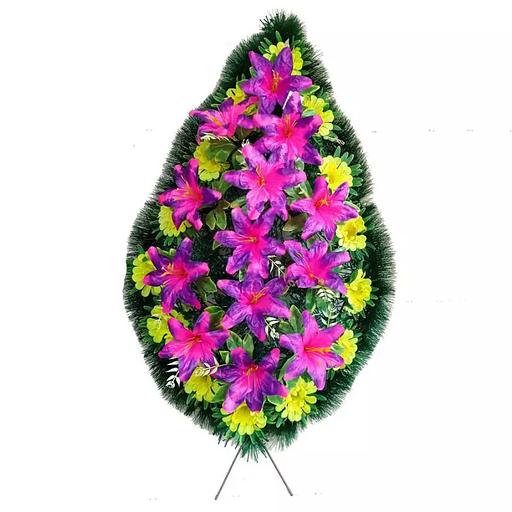 Р-ный венок Чэйнис с лилиями, герберами 95см фото 1