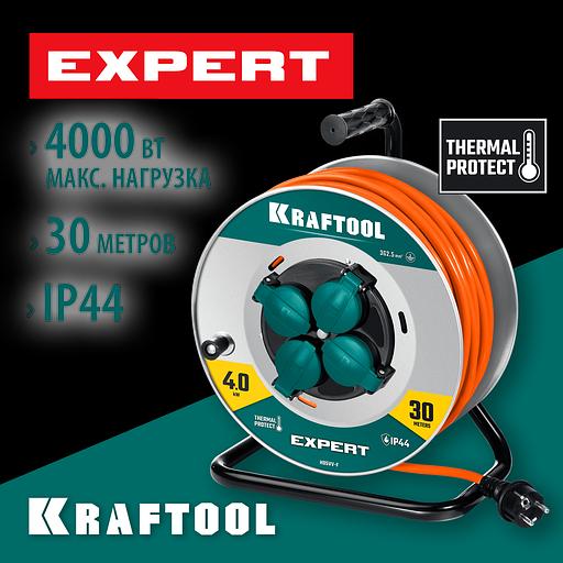 KRAFTOOL EXPERT 4.0, ПВС 3х2.5 30м 4000Вт IP44, силовой удлинитель на стальной катушке (55089-30) фото 2