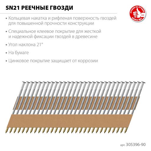 ЗУБР SN21 90 х 3.1 мм, реечные гвозди рифленые оцинкованные, 2010 шт(305396-90) фото 3