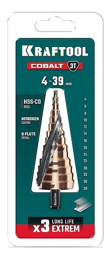 KRAFTOOL COBALT 4-39мм, 14 ступеней, азотирование, винтовая спираль, сверло ступенчатое(29691-4-39-14) фото 7