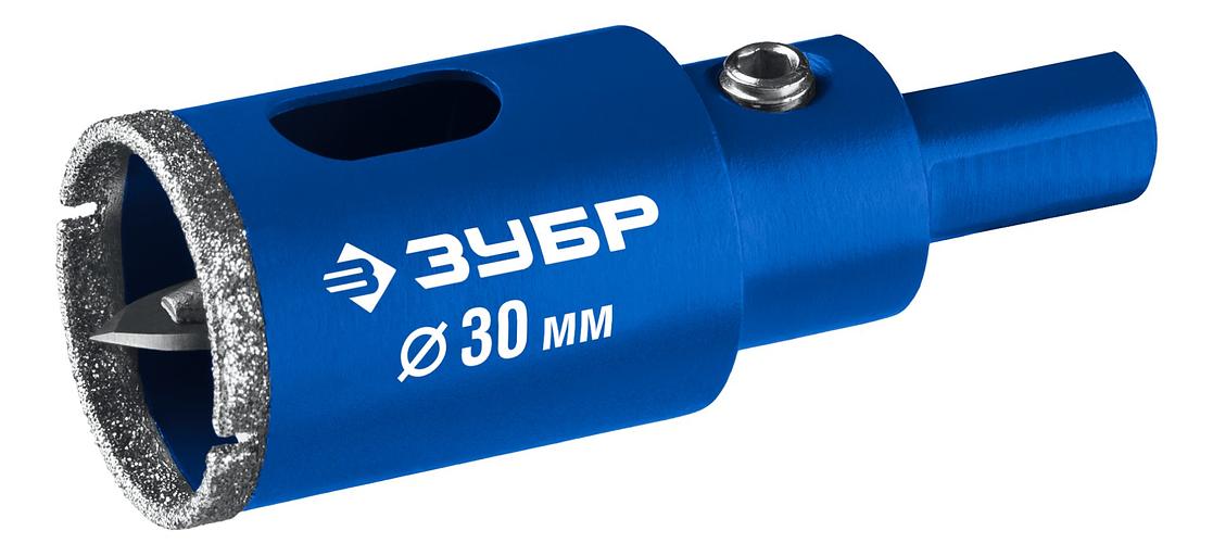 ЗУБР АГК d 30 мм (центр. сверло, трехгр. хвост, Р60), Алмазная коронка, Профессионал (29850-30) фото 1