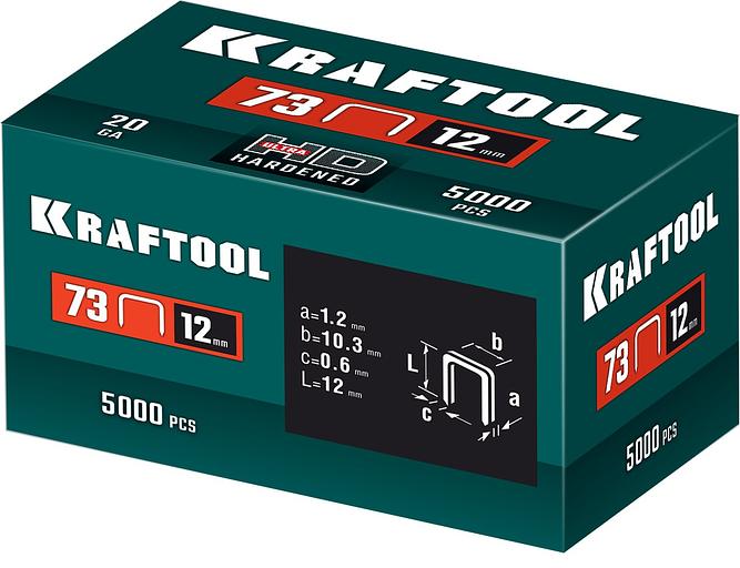 KRAFTOOL скобы тип 73, 12 мм, калибр 20GA. 5000 шт (31773-12) фото 3