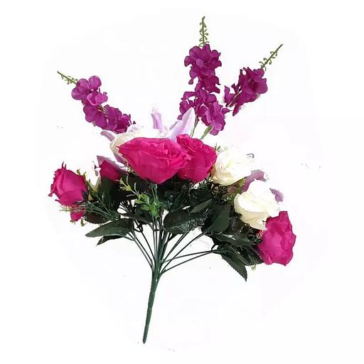 Букет 3 лилии, 12 роз и 3 ванды (люпины) 65см фото 1