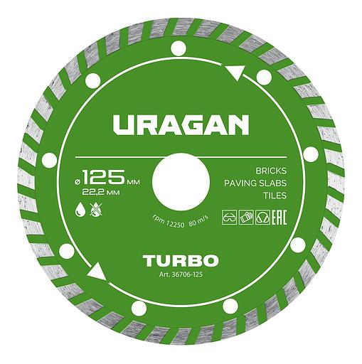 URAGAN TURBO 125 мм, диск алмазный отрезной сегментированный (36706-125) фото 1