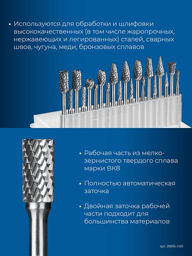 ЗУБР 20 шт набор борфрез твердосплавных, хв-к 3 мм, ПРОФЕССИОНАЛ (28816-H20) фото 6