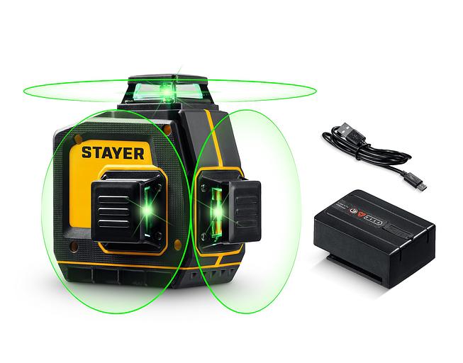 STAYER SL-3D, 50м, точн. +/-0,5 мм/м, зеленый лазерный нивелир (34963) фото 1