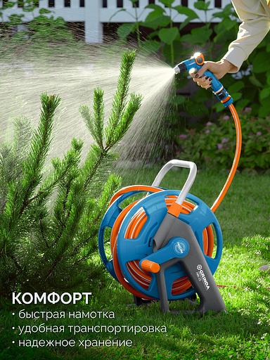 GRINDA HRK-25, шланг 25м x 1/2″, поливочный набор 4 предмета, стальные опоры, катушка со шлангом в комплекте ProLine (428460) фото 4