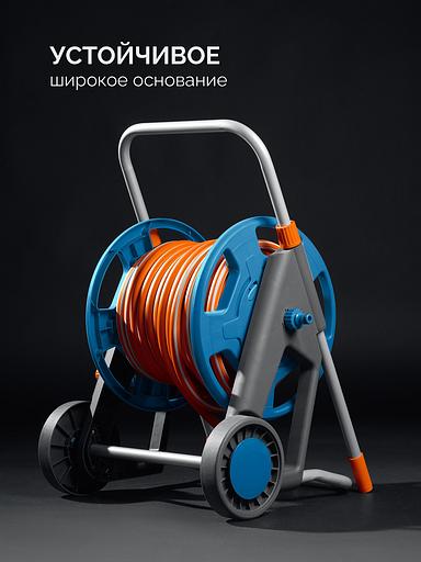 GRINDA HCK-25, шланг 25м x 1/2″, поливочный набор 4 предмета, усиленные колеса, телескопическая ручка, катушка со шлангом в комплект ProLine (428461) фото 8