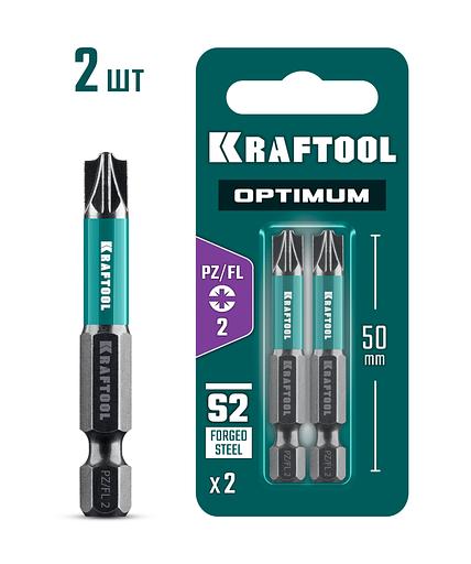 KRAFTOOL OPTIMUM PZ/FL 2, 50 мм, 2 шт, биты (261241-2-50-2) фото 1