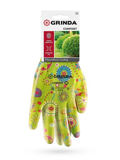 GRINDA COMFORT, M (8), садовые перчатки с прозрачным полиуретановым покрытием, зелёные, 13 класс (11290-M) фото 5