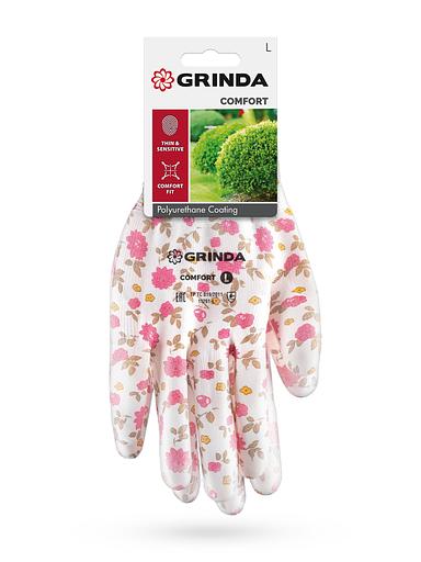GRINDA COMFORT, L (9), садовые перчатки с прозрачным полиуретановым покрытием, розовые, 13 класс (11291-L) фото 5