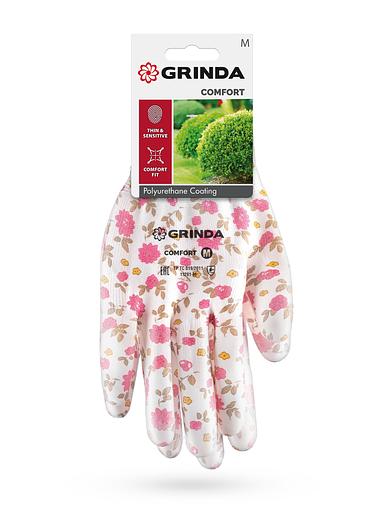 GRINDA COMFORT, M (8), садовые перчатки с прозрачным полиуретановым покрытием, розовые, 13 класс (11291-M) фото 5