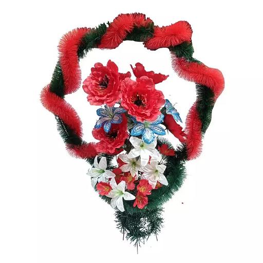 Рит-ная корзина Ларина (пионы,лилии,маки) ф253к-р140-н90-н169-г327-г511-г535-г508 95см фото 2