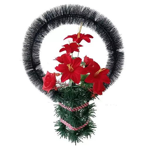 Рит-ная корзина Гулюза (лилии,розы) ф271-р50-Лнт-з231-л61-л66-д77-г258-г514 62см фото 1