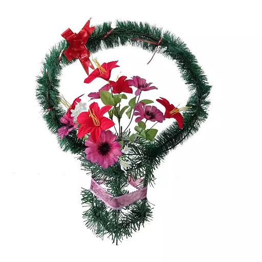 Рит-ная корзина Эленна (герберы,колокольчики) ф268-р50-Бнт-Лнт-н312-г599-г614 75см фото 1