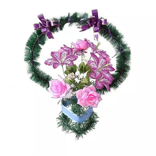 Рит-ная корзина Гобриела (лилии,розы) ф268-р50-Бнт-Лнт-н312-г477-г535 75см фото 2