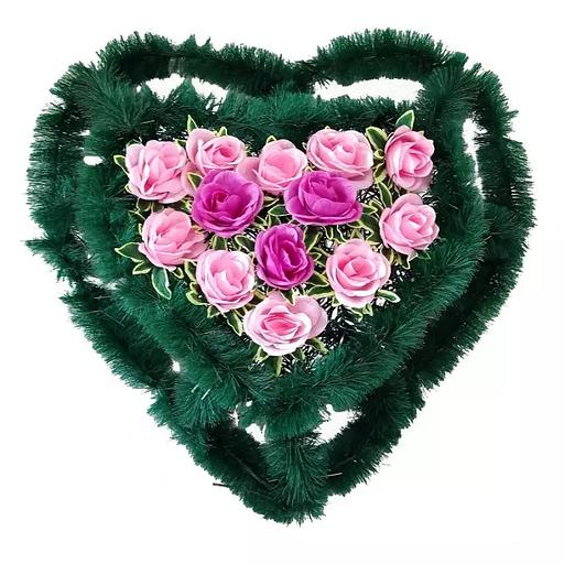 Р-ный венок Анема с розочками на зелёном фоне ф216-р80-г482 63см фото 1