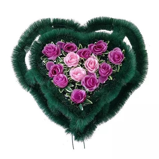 Р-ный венок Анема с розочками на зелёном фоне ф216-р80-г482 63см фото 2