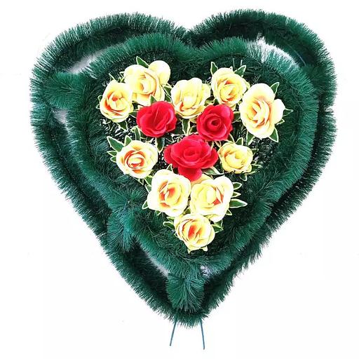 Р-ный венок Анема с розочками на зелёном фоне ф216-р80-г482 63см фото 3