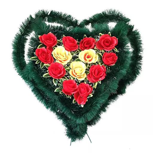 Р-ный венок Анема с розочками на зелёном фоне ф216-р80-г482 63см фото 4