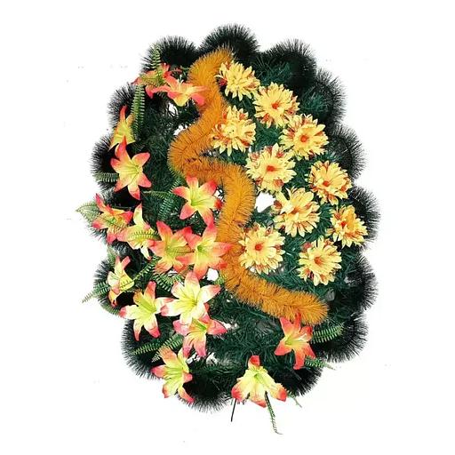 Р-ный венок Дэнг Yellow Wave ф201-р150-цвЁр-н159-д90-д209-г511-г579 95см фото 2