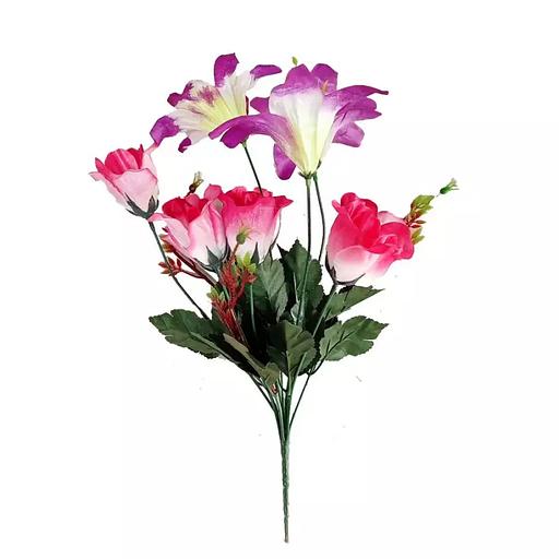 Цветочная композиция с лилиями и розами 10 голов (3+7) 38см 215-511+644 фото 2