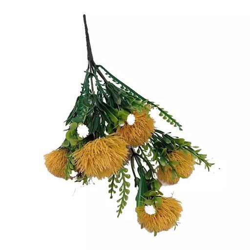 Букет Сафлора шишек с белыми цветочками 5 веток 31см фото 2