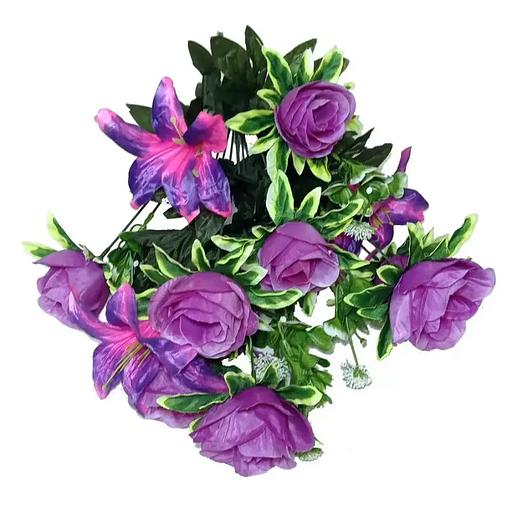 Лилии с розами 13 голов (2 вида 5+8) 55см 433-511+482 фото 3