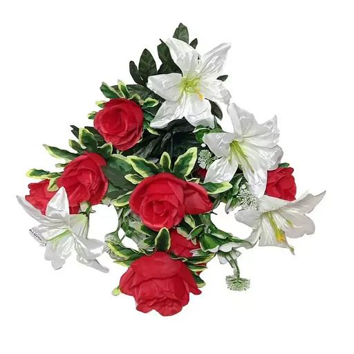 Лилии с розами 13 голов (2 вида 5+8) 55см 433-511+482 фото 7