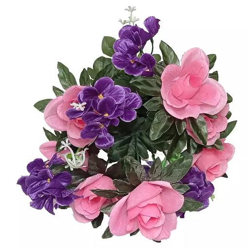 Розы с фиалками 12 голов (2 вида 7+5) 49см 476-735+671 фото 1