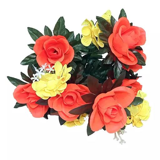 Розы с фиалками 12 голов (2 вида 7+5) 49см 476-735+671 фото 3