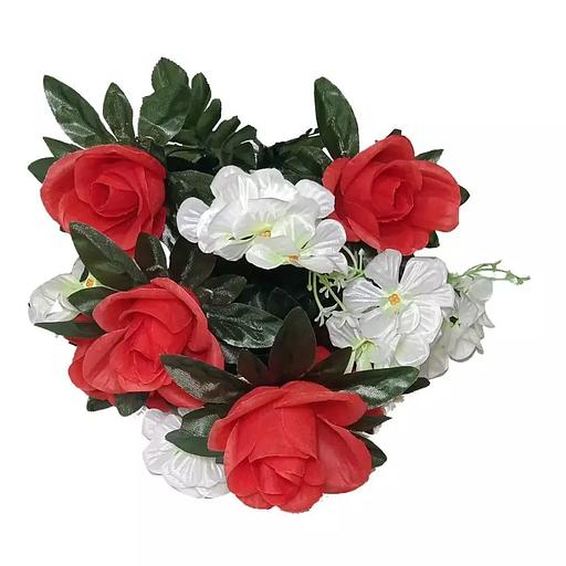 Розы с фиалками 12 голов (2 вида 7+5) 49см 476-735+671 фото 5