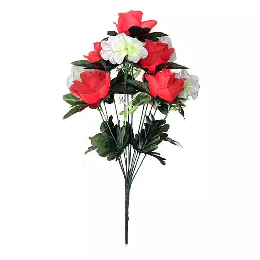 Розы с фиалками 12 голов (2 вида 7+5) 49см 476-735+671 фото 6