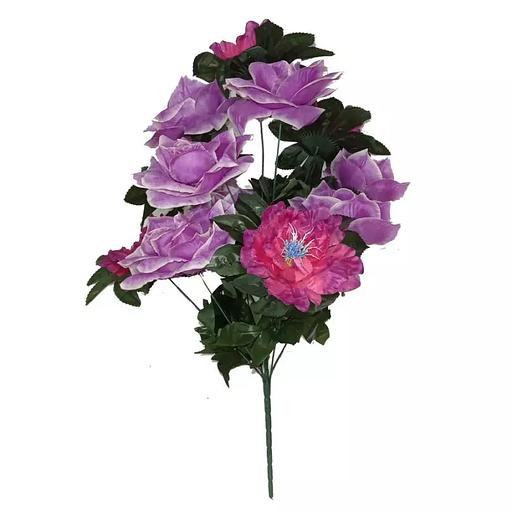 Букет пионов с розами 13 голов (2 вида 6+7) 80см 006-713+476 фото 5