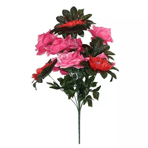 Букет пионов с розами 13 голов (2 вида 6+7) 80см 006-713+476 фото 6