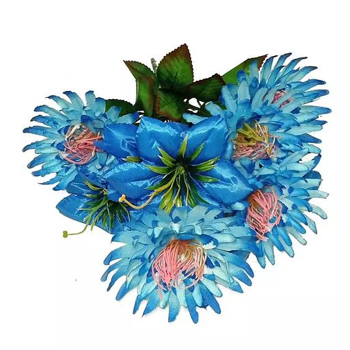 Букет васильков с клематисами 11 голов (2 вида 6+5) 56см 327-784+708 фото 1